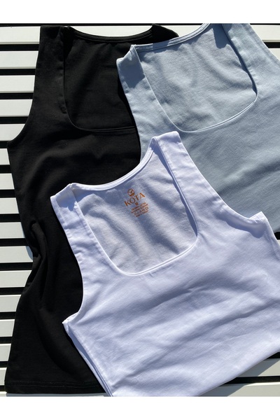 LEYNA BUTİK 3 bucăți negru, albastru, alb guler pătrat piept design militar