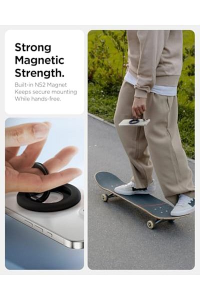 Spigen Nano Pop MagFit Magnetic Silicone Phone Grip Kickstand compatible with MagSafe Black Sesame