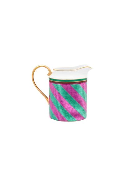 Pip Studio Latieră din porțelan, Pip Studio, Stripes Pink-Green, 260ml, colecția Pip Chique