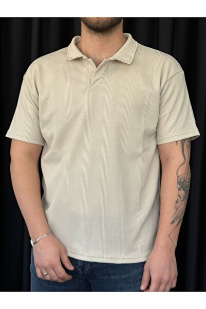 Altamira Ανδρικό μπλουζάκι με γιακά πόλο σε μπεζ κηρήθρα