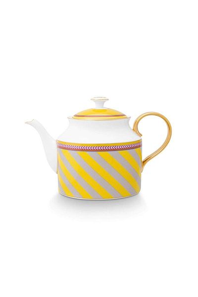 Pip Studio Porcelain teapot, Pip Studio, Stripes Yellow, 1.8l, Pip Chique collection