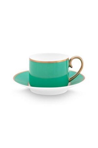 Pip Studio Espresso cup with saucer, Pip Studio, 120 ml, Pip Chique collection, Gold-Green
