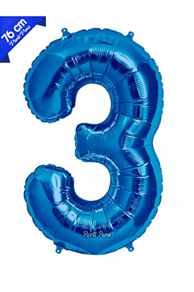 parti pera 3 Yaş Lacivert Rakam Folyo Balon 76 Cm Doğum Günü Folyo Rakam Balon
