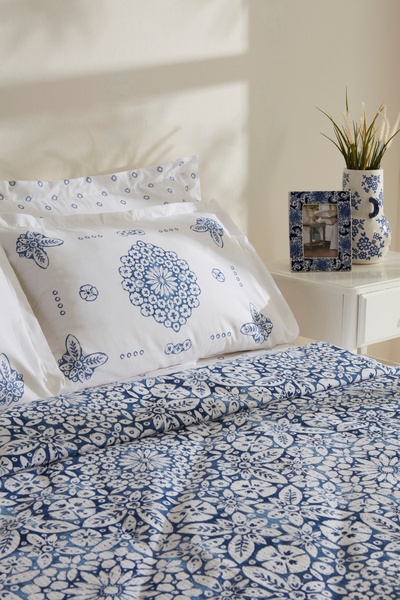 Karaca Home Ida %100 Pamuk Çift Kişilik Pike Takımı Mavi