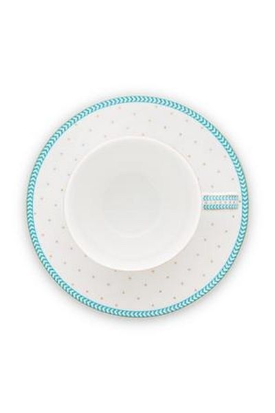 Pip Studio Set 2 căni cu farfurioare, din porțelan, Pip Studio, 120ml, colecția Jolie White