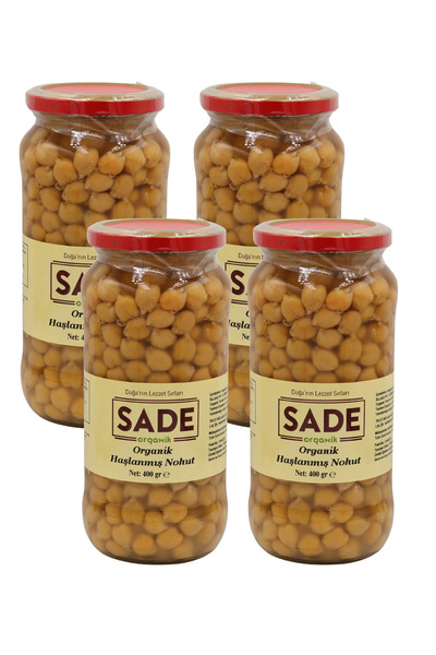 Sade Organik Haşlanmış Nohut Konserve 580cc 4'lü Paket