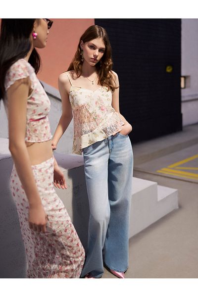 Koton New Season Long Floral Lace Skirt Lined Standard Waist