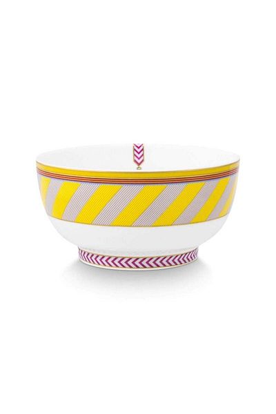 Pip Studio Bol din porțelan, Pip Studio, Stripes Yellow, 15.5cm, colecția Pip Chique