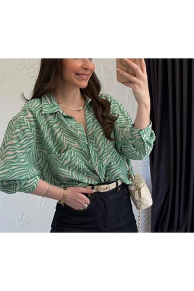 dml giyim Patterned Oversize Shirt