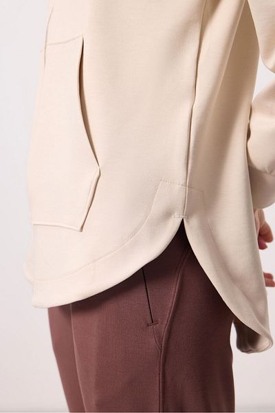 TOMMY LIFE Beige Soft Textured Oversize Women's Tunic Sweatshirt 97302