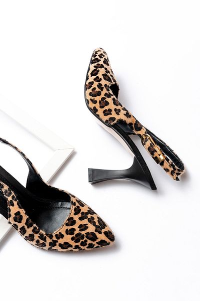 DURUNUN BUTİĞİ Anor Leopard Black Side Buckle (8 cm) Pointed Toe Heeled Shoes
