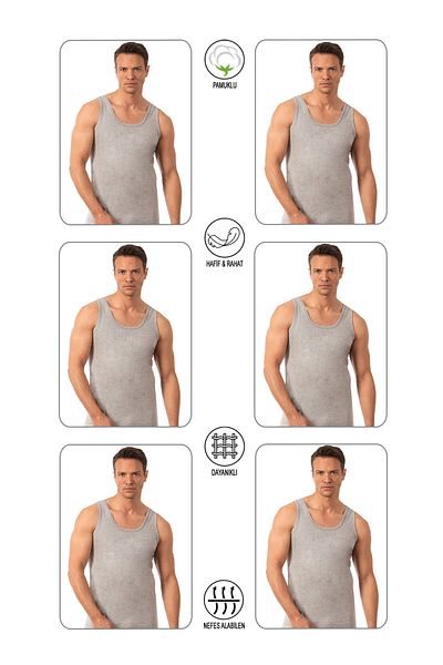 ÖZKAN underwear Men's Athlete - Pack of 6 100% Cotton Single Jersey Thick Strap Combed Cotton