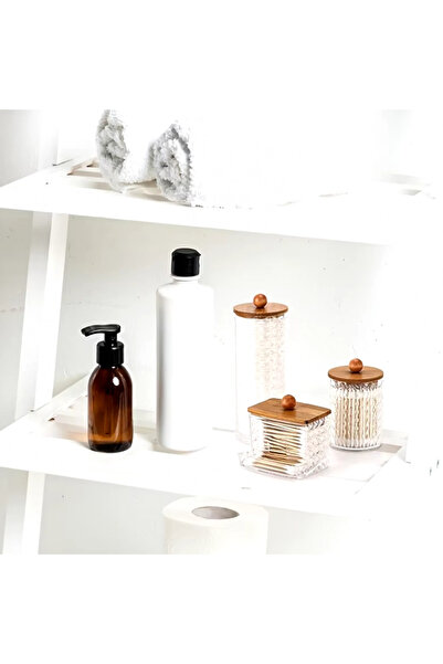 Limeks Home 3 Parça Diamond Ahşap Kapak Şeffaf Organizer Set