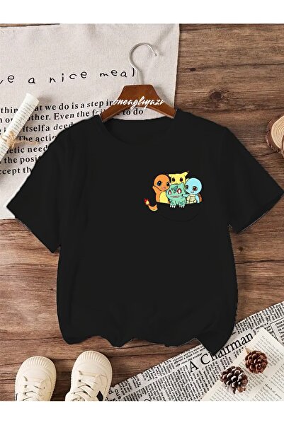 H&GHAMLEGİYİM Pokemon Pocket Printed Children's Oversize T-Shirt
