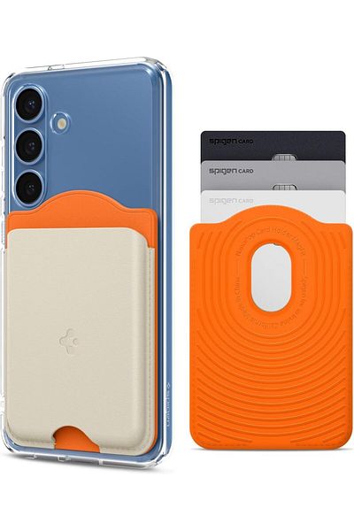 Spigen Nano Pop Magnetic 3 Card Holder for Samsung Galaxy S25 series iPhone series Orange Beige
