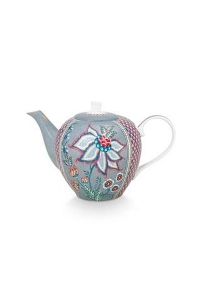 Pip Studio Porcelain teapot, Pip Studio, Light Blue, 1.6l, Flower Festival collection