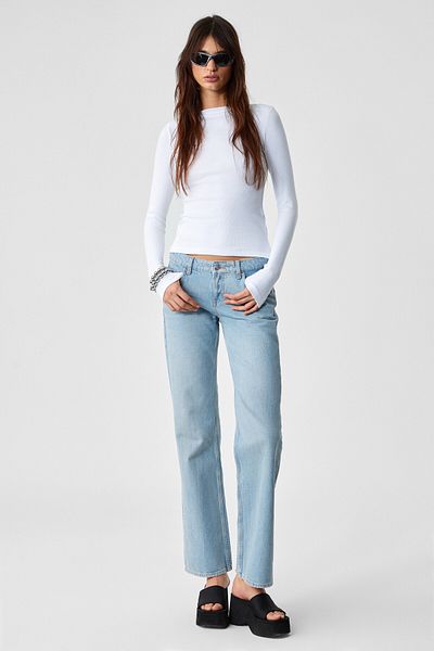 GRIMELANGE Zillean Women's Ballerina Neck Slim Long Sleeve White Blouse