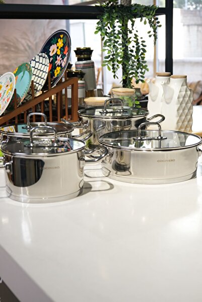 COCİNERO Madrid 1097 8 Parça Silindir Çelik Tencere Seti