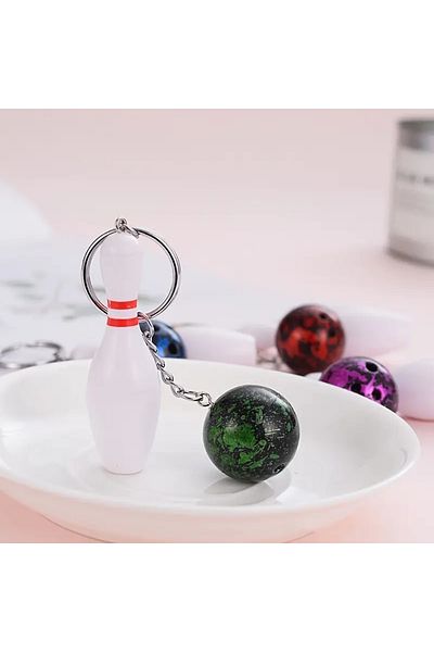 Siriderya Sporty Bowling Charm Keychain with Bowling Ball and Pin (Labut) Detail