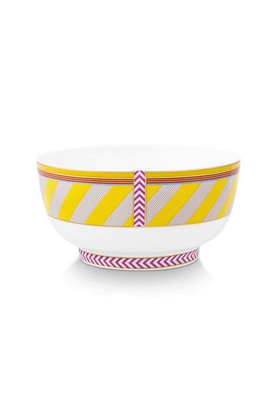 Pip Studio Bol din porțelan, Pip Studio, Stripes Yellow, 20.5cm, colecția Pip Chique