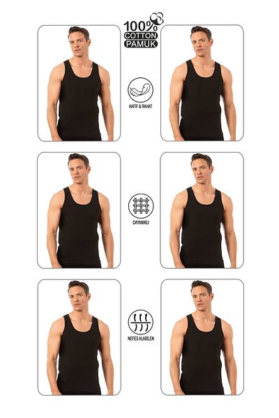 ÖZKAN underwear قميص رياضي رجالي - عبوة مكونة من 6 قطع 100% قطن جيرسي سميك وممشط