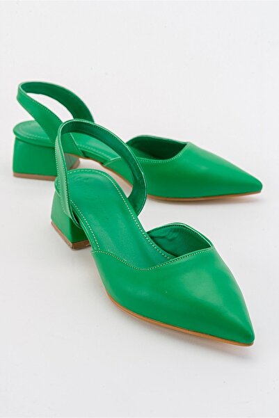 Ccway صندل نسائي بكعب عشبي أخضر اللون