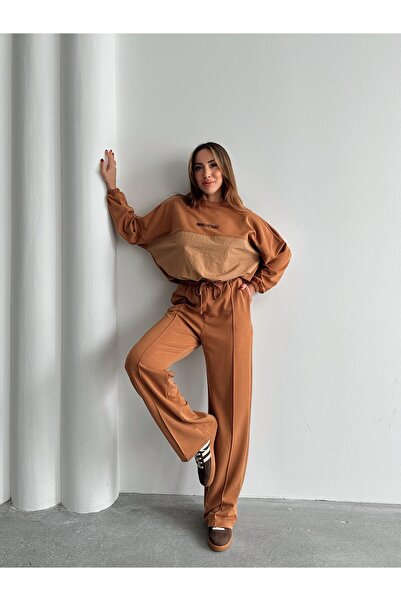 Maldia Shop Жіночі парашутні деталі Світло-кавові модальні штани