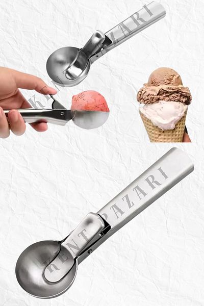 Kent Pazarı Stainless Steel Professional Ice Cream Spoon Small Size Ice Cream Watermelon Scoop 1 Piece