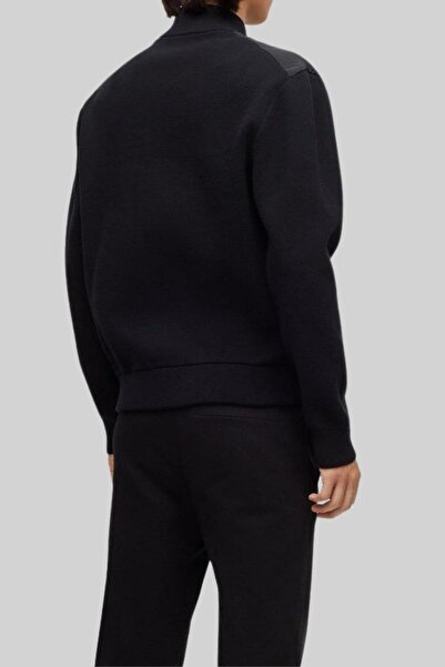 Hugo Boss Relaxed Fit Kolej Yaka Erkek Bomber Ceket Siyah