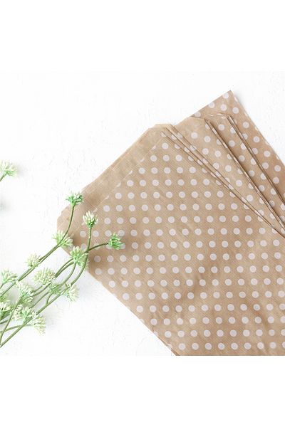 Bimotif Paper Bag with Polka Dot Pattern, Kraft-White 18X30 cm - 500 Pieces