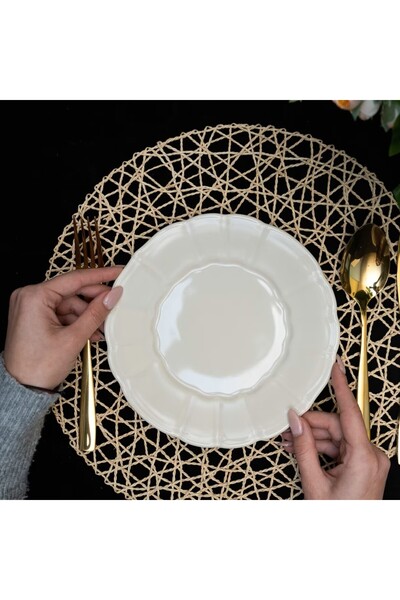 Cesiro Set farfurii 18 piese, pentru 6 persoane, Ice, Cesiro, Crem Deschis