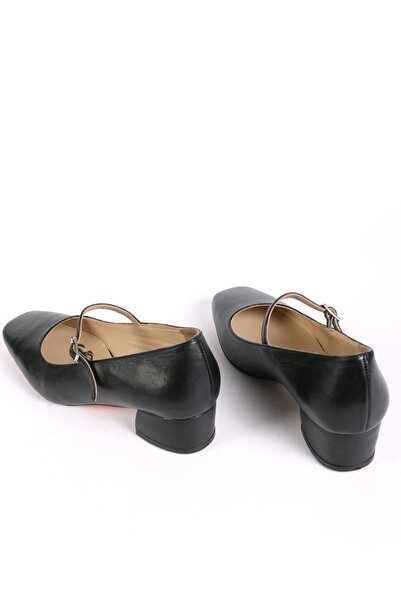 Hayati Arman Women's Genuine Leather Upper Strap Heeled Shoes Black