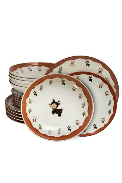 Cesiro 18-piece plate set, for 6 people, Christmas Time, Cesiro, Multicolor