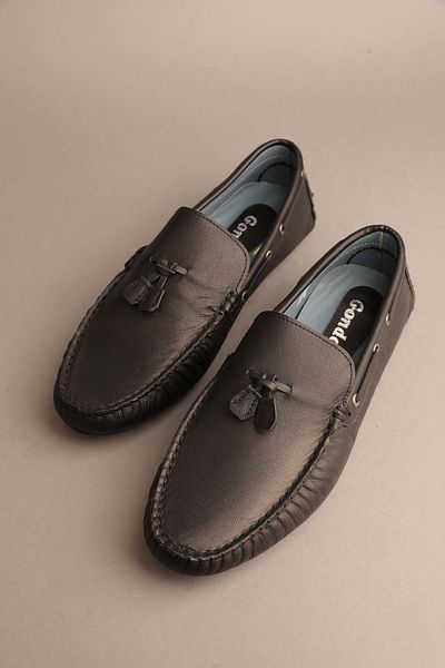 Gondol Loafer clasic pentru bărbați din piele naturală negru 41 ttx.269