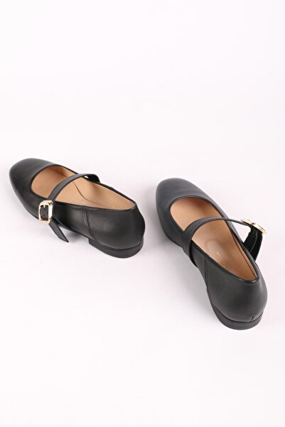 Hayati Arman Women's Genuine Leather Top Strappy Ballerinas Black