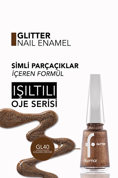 Flormar Yoğun Simli Şeffaf Oje - Glitter Nail Enamel - GL040 Golden Orchıd-8682536049955