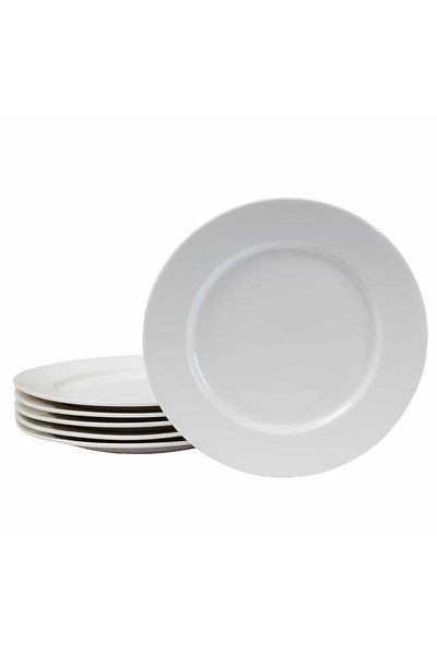 Cesiro Set of 6 White Porcelain Dessert Plates, 20 cm