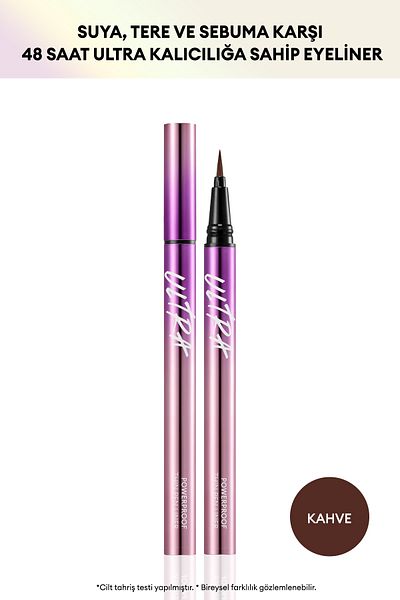 Missha Waterproof, Sweat and Oil Resistant, Lasts up to 48 Hours Ultra Powerproof Thin Pen Liner (Brown)