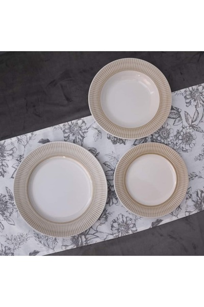 Cesiro Delicii în Detaliu: Setul de Veselă Cesiro, Alb Ivoire cu Crem 12 piese