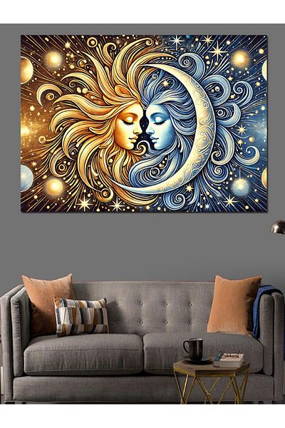 Tablomega Pânză decorativă Luna și Soarele - Lemn MDF