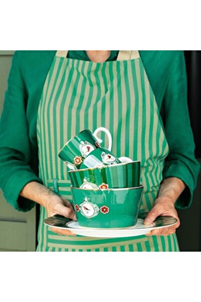 Pip Studio Porcelain bowl, Pip Studio, Stripes Green, 15 cm, Love Birds collection