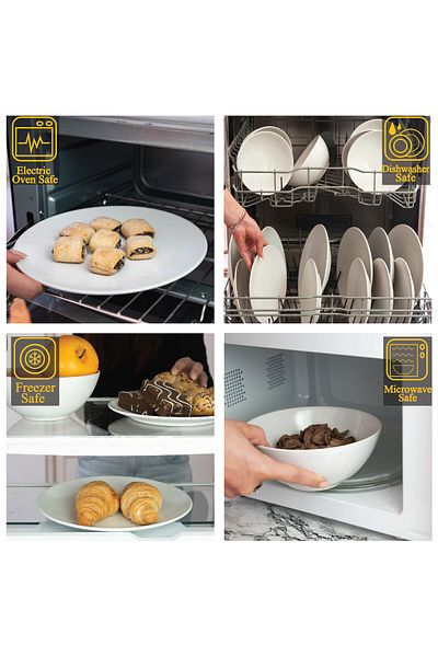 Cesiro 16-piece plate set, for 4 people, Snow, Cesiro, Matt White