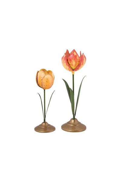 Pip Studio Set 2 suporturi, din metal, Pip Studio, lalele 21 și 26 cm, Yellow, colecția Others