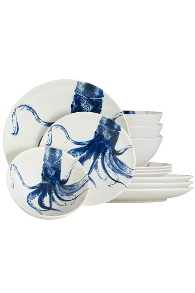 Cesiro 12-piece plate set, for 4 people, Dance of the Tentacles, Cesiro, Glos...