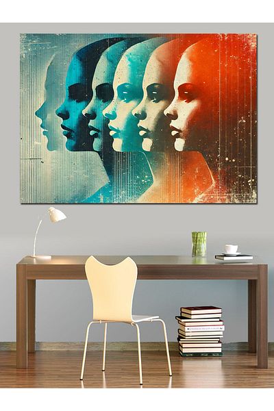 Tablomega Abstract Blue Faces Διακοσμητικός Καμβάς - Ξύλινος Πίνακας MDF