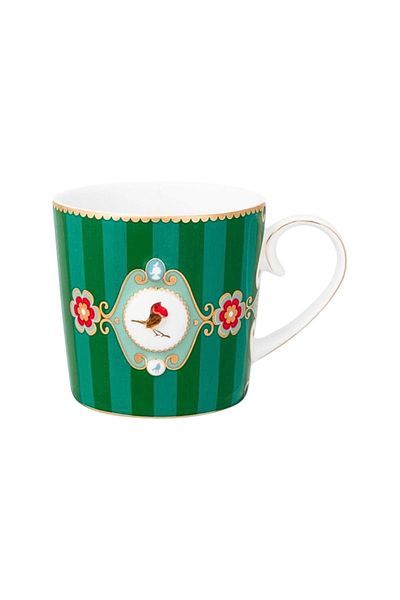 Pip Studio Porcelain Mug, , Stripes Green, 150 Ml, Love Birds Collection