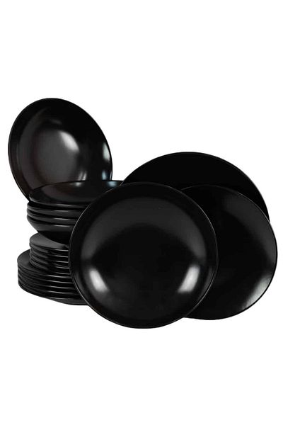 Cesiro 18-piece plate set, for 6 people, Night, Cesiro, Matte Black