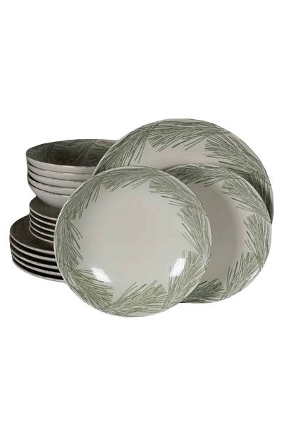 Cesiro 18-piece plate set, for 6 people, Silver Fir, Cesiro, Ivoire White with Gray