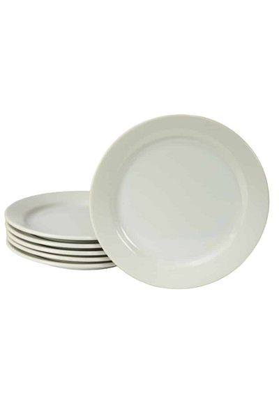 Cesiro Set of 6 wide plates Glossy White, 25.5 cm