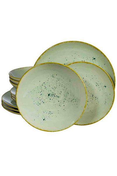 Cesiro 12-piece plate set, for 4 people, Light Pistachio, Cesiro, Pastel Green